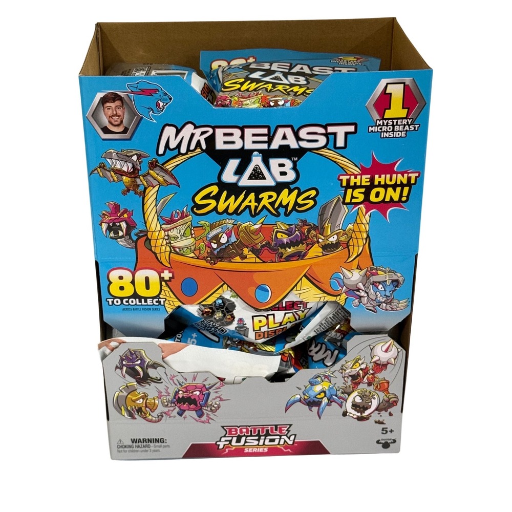 Display Box w/ 18 - Mr. Beast Lab Swarms Battle Fusion Mystery Blind Pack Easter